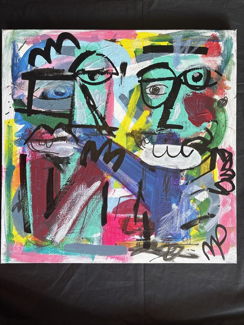Original Abstract Neo-Expressionist Canvas Painting Mattypcreations Signed MP
